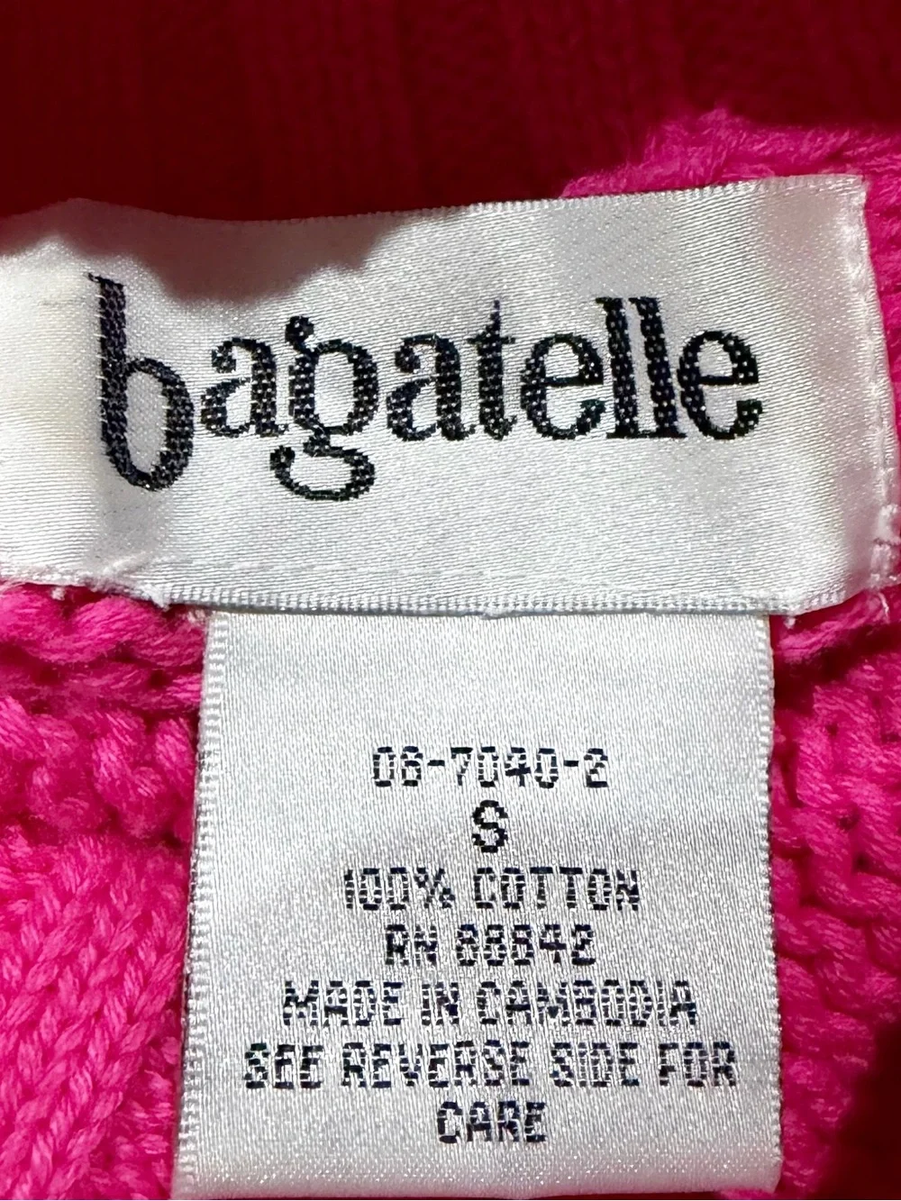 Bagatelle Sweater Tank Size Small Pink Cotton Y2K Preppy Turtleneck Knit